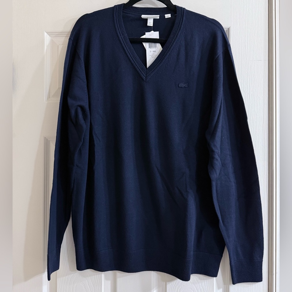 Lacoste Men's Navy V-Neck Sweater